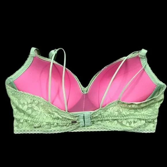 Victoria’s Secret PINK Lace bralette Push up Padded Underwire bra Green XXL - Picture 3 of 3